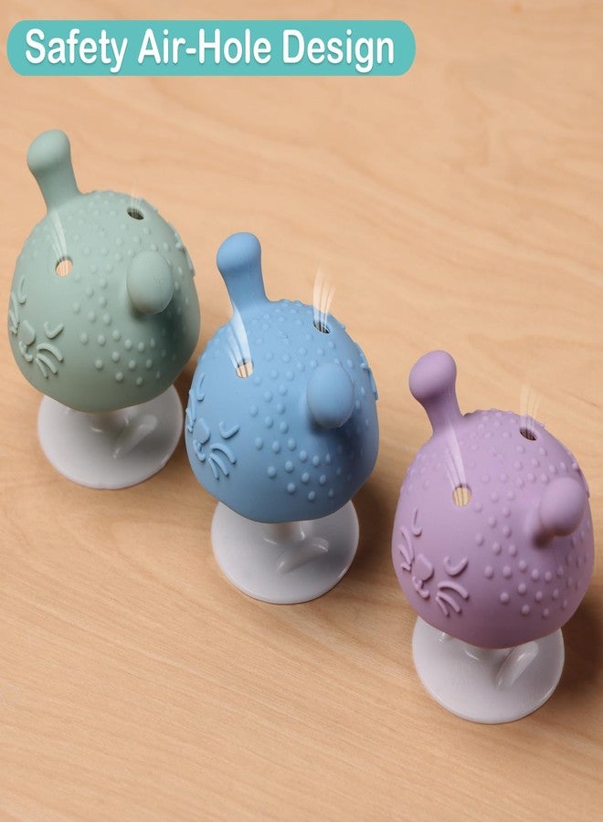 BumbleBee Silicone Teething Toys Set 3M+, BPA-Free & Easy to Grip Baby Teether with Suction Base, Infant Teething Relief Toy - 3PCS (Green+Purple+Blue) - Image 5